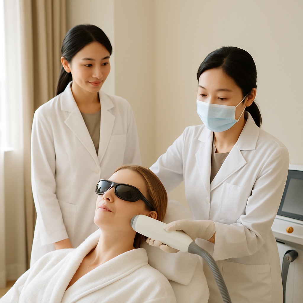 Laser facial and phototherapy route